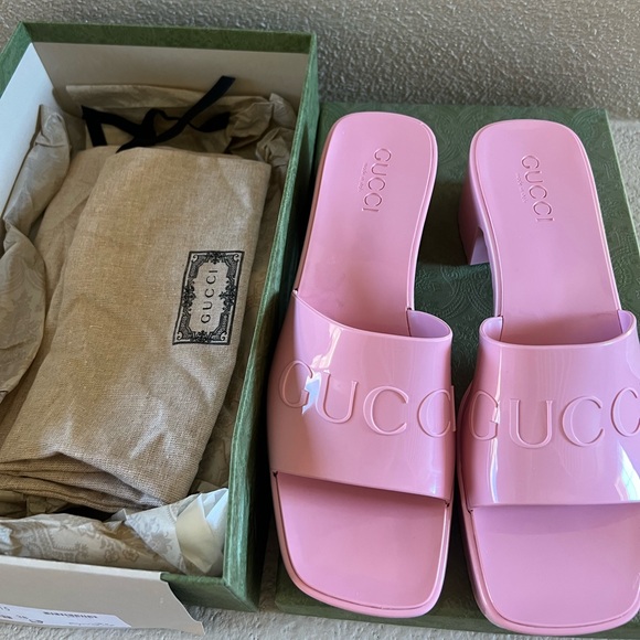 Gucci Rubber Mules Wild Rose (size 38) Never Worn US 8 - Picture 8 of 14